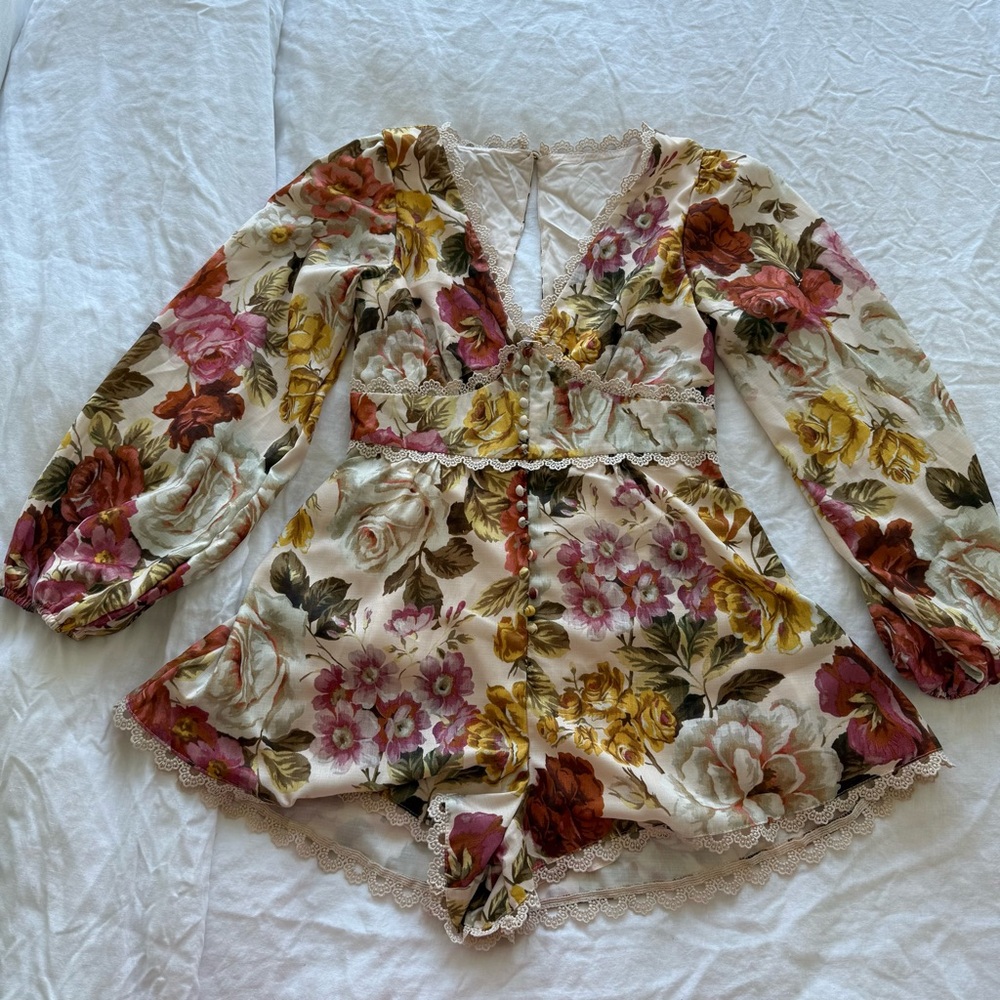 Luxxel Cream Floral Romper